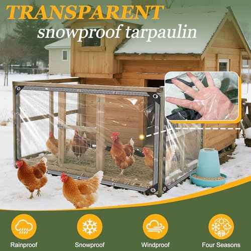 Clear Tarp with Grommets 6x12ft Clear Tarps Heavy Duty Waterproof 14 Mil Thickened PVC Tear-Resistant Reinforced Edges Clear Plastic Vinyl Tarp for Patio Chicken Coop Cover Greenhouse Plant Enclosure