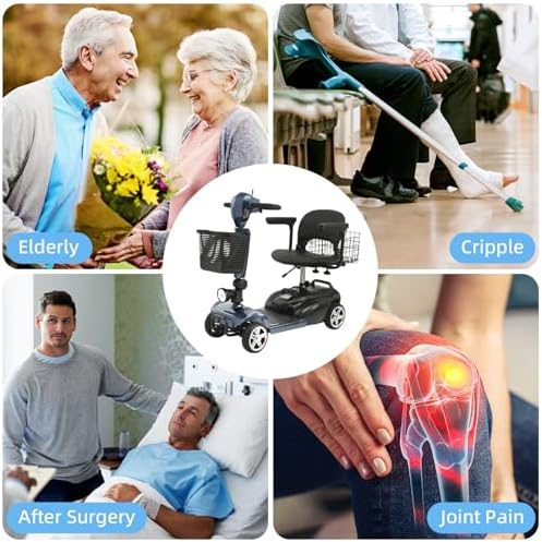 30-60 Miles Ecomobi MS02 Long Range 4 Wheels Electric Mobility Scooter for Adults/Seniors, 350W E-Wheelchair Device w/25Ah Extended Battery, Dual Baskets Compact Mobile for Travel
