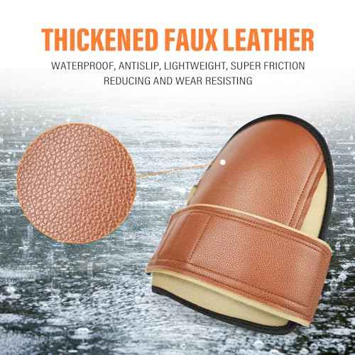 Safety Knee Pads for Work Super Soft Leather Knee Protector For Construction, Garden, Clean, Floor and Garage, Large Size in Pairs (Dark Khaki)