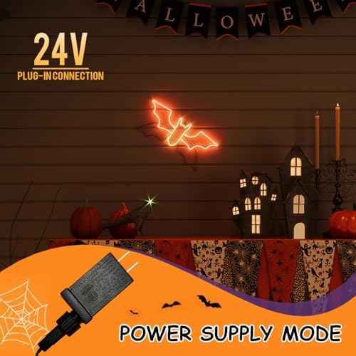 Bat Neon Sign for Wall Art Decor,Led Sign Animated Bat Swing Neon Light Up Sign for Wall Decor Bedroom Home Decor Bar Halloween LED Decoration Light,Plug in Powered Dimmable LED Light,21" x 10"
