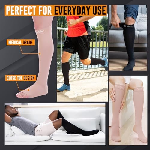 Doc Miller Closed Toe Compression Socks for Women and Men, 30-40 mmHg Medical Compression Socks