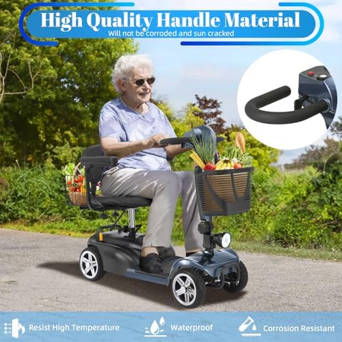 30-60 Miles Ecomobi MS02 Long Range 4 Wheels Electric Mobility Scooter for Adults/Seniors, 350W E-Wheelchair Device w/25Ah Extended Battery, Dual Baskets Compact Mobile for Travel