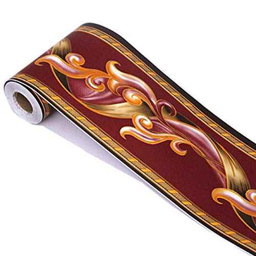 Elegant Peel Stick Red Floral Wallpaper Border Self Adhesive Molding Home Ceiling Decorative Border Sticker for Bathroom Living Room Kitchen 4inch by 32.8ft