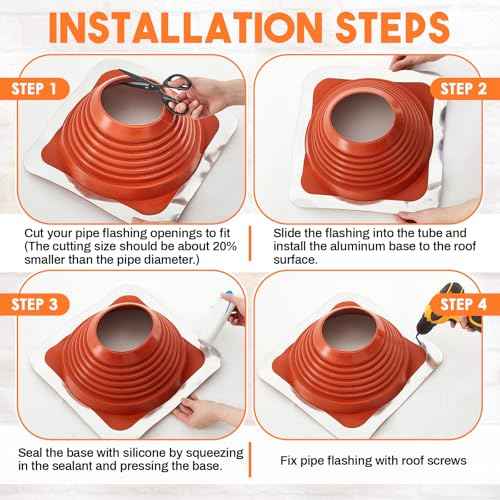 # 6 Od 4-3/4''-10' Chimney Boot Post for Metal Roof Silicone High Temp Metal Pipe Flashing Kit Roof Jacks Vent Boot for Houses Fits Pipe, Orange