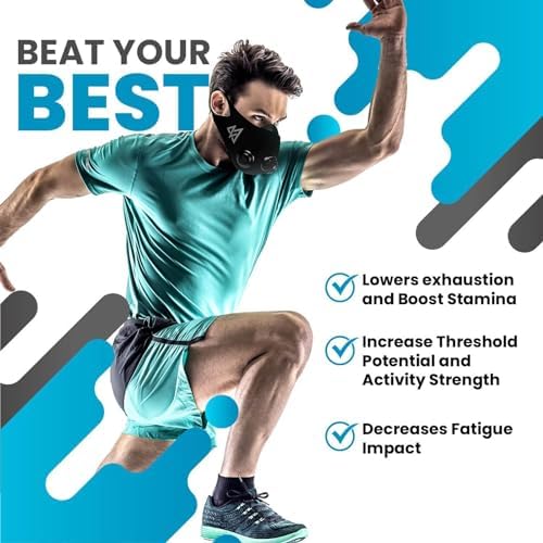 TRAININGMASK Elevation Training Mask 2.0 Blackout + Spray Clean - Multi-Patented with Clincal Studies,Stamina, Endurance