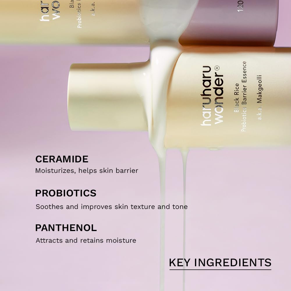 haruharu Wonder Black Rice Probiotics Barrier Essence, 4.05 fl.oz, Skin Flooding & Layering, Strengthens Skin Barrier, Moisturizes, Glowy Radiant Skin, Non-Comedogenic, Vegan Korean Skincare