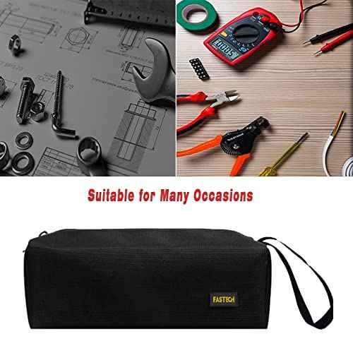 FASTECH 1-Pack Zipper Utility Tool Bag, Small Zipper Bags/Multi-Purpose Tool Pouch Tote Bags Storage Organizer for Screwdrivers, Pliers, Nut Drivers Gifts to Men/Women. (Black)