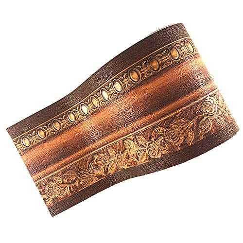 3D Wood Grain Self Adhesive Peel and Stick Waterproof Wall Border Easy to Apply Home Decor Bathroom Kitchen 4 Inch by 16.5 Feet (Dark Brown)
