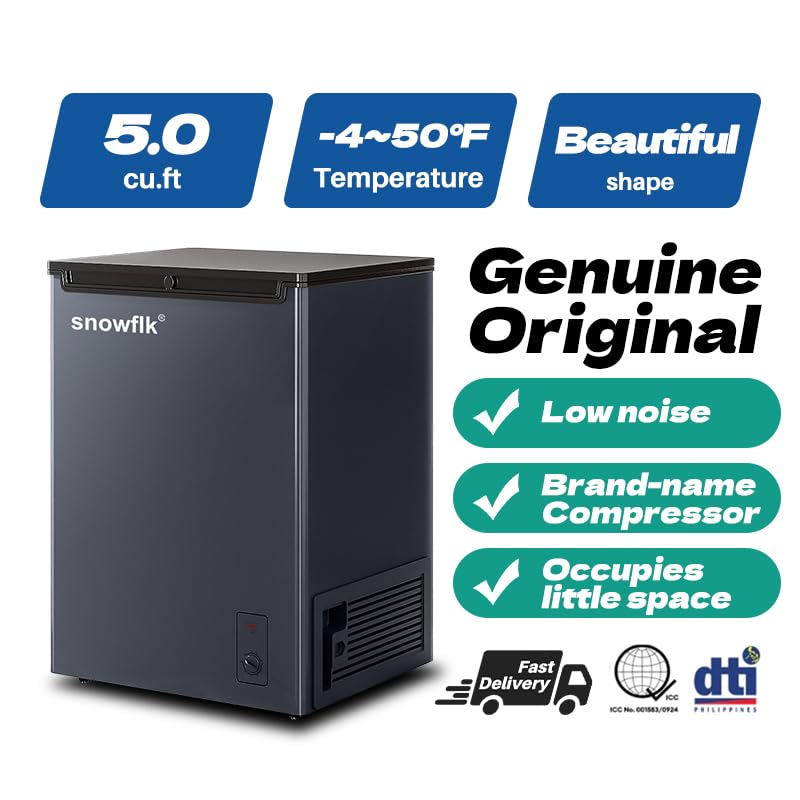 5.0 CU.FT Chest Freezer - Compact Deep Freezer with 7 Temperature Settings, Low Noise Operation, And Removable Basket, Ideal for Dorms, Apartments, And Home Kitchens.