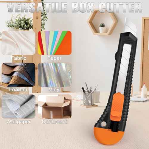 Box Cutter, Utility Knife, 16 Pack Box Cutter Retractable, Box Cutter Knife for Cardboard, Paper, Vinyl, Retractable Utility Knife Heavy Duty, 18mm Wide Snap-Off Blade, Box Cutters
