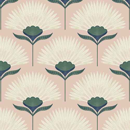 CiCiwind 17.3"¡¿393.7" Wallpaper Peel and Stick Pink Boho Wall Paper Floral Removable Self Adhesive Wallpaper for Bathroom Bedroom Laundry Room Papel Tapiz para Pared Wall Covering