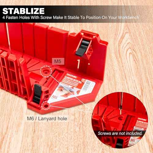 HAUTMEC 14 Inch Clamping Miter Box with Adjustable Jaw & 4 Anti-Slip Clamps, Heavy Duty ABS Mitre Saw Box with 22.5¡Æ, 45¡Æ, 90¡Æ Cutting Angles for Woodworking, Trim, Frames, DIY Projects ? HTHDM25036