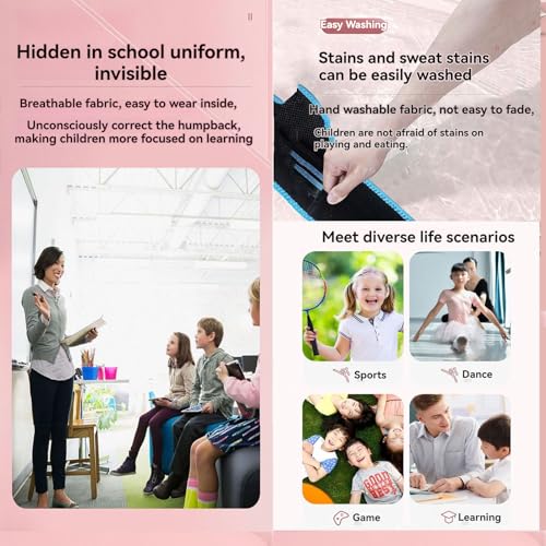 Posture Corrector For Kids - Back Brace Posture Corrector, Spine Corrector - Adjustable Upper Back Posture Brace, Prvent Children Humpback (Pink, S)