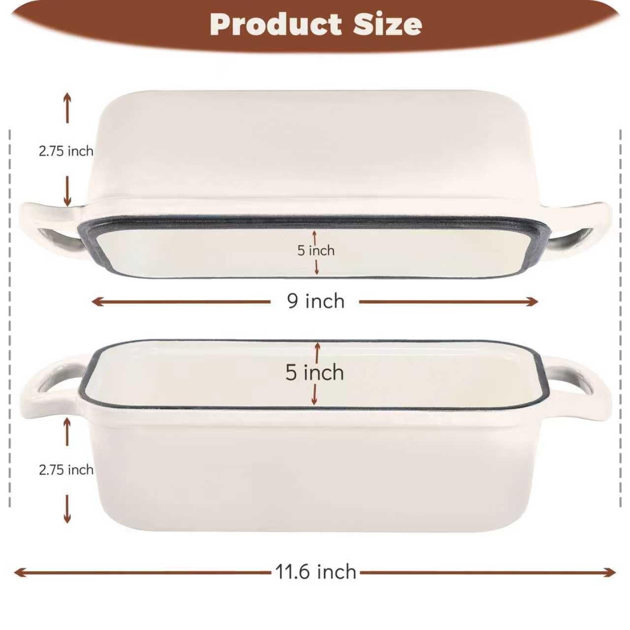 Articasting Cast Iron Bread Loaf Pan with Lid, Loaf Pans for Baking Bread 9x5, Enameled Bread Pans for Homemade Bread, Sourdough, Set of 2 (Cream White)