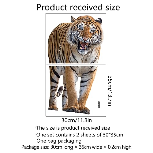 Ferocious Tiger Wall Stickers, sacinora Realistic Wild Animal Wall Decals Removable Vinyl Peel and Stick for Living Room Bedroom Children's Room Sofa TV Background Art Decorations