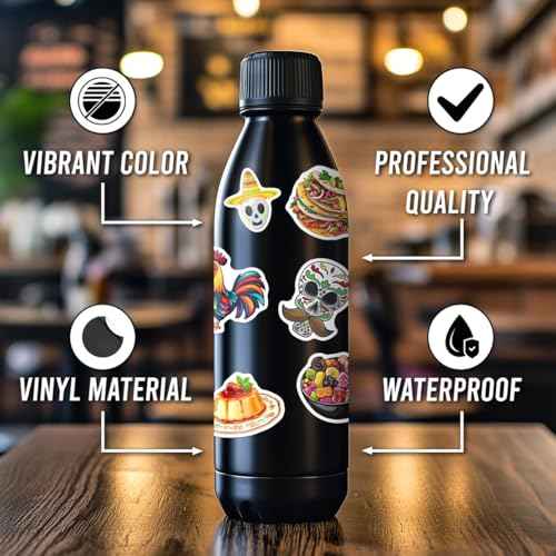 108 Pcs Mexican Vinyl Stickers, Waterproof Decorative Mexico Decals for Laptop, Water Bottle, Car, Guitar, Skateboard, Phone, Refrigerator, Fiesta Party Supplies, Vibrant Mexican