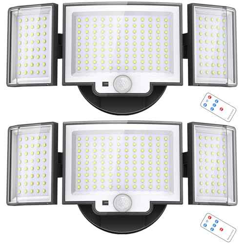 CLAONER LED Security Lights Motion Sensor Outdoor, Dusk to Dawn 20W 3000LM Floodlight 6500K 3 Modes, IP65 Waterproof 3 Head Detected Flood Light for Garage, Yard, Door, Porch, Patio (2 Pack)