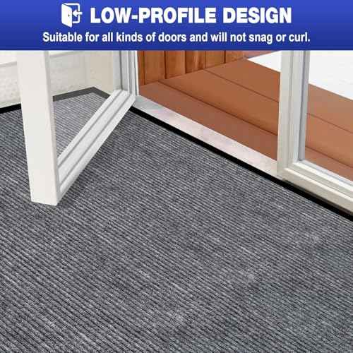 ToLanbbt 2' x 3' Front Door Mat Extra Large Commercial Industrial Rug Heavy Duty Outdoor Indoor Entryway Doormat Low Profile Welcome Entry Door Mat Non Slip Backing for Entrance Home Office, Gray