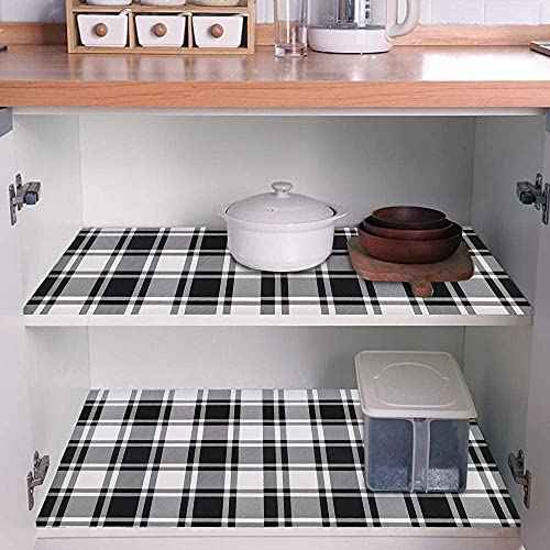 Guvana 17.7"x118" Black and White Trellis Contact Paper Peel and Stick Wallpaper Removable Contact Paper Self-Adhesive Waterproof Wallpaper for Wall Cabinets Shelves Drawer Liner Decorative
