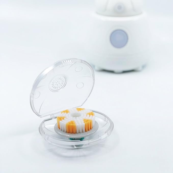 TAO Clean Replacement Exfoliator Brush Head, Replacement Head (1 Head) Ã¢ÂÂ Exfoliating Brush Replacement Head for the TAO Clean Electric Face Cleansing Brush and Cleaning Station, White/Orange