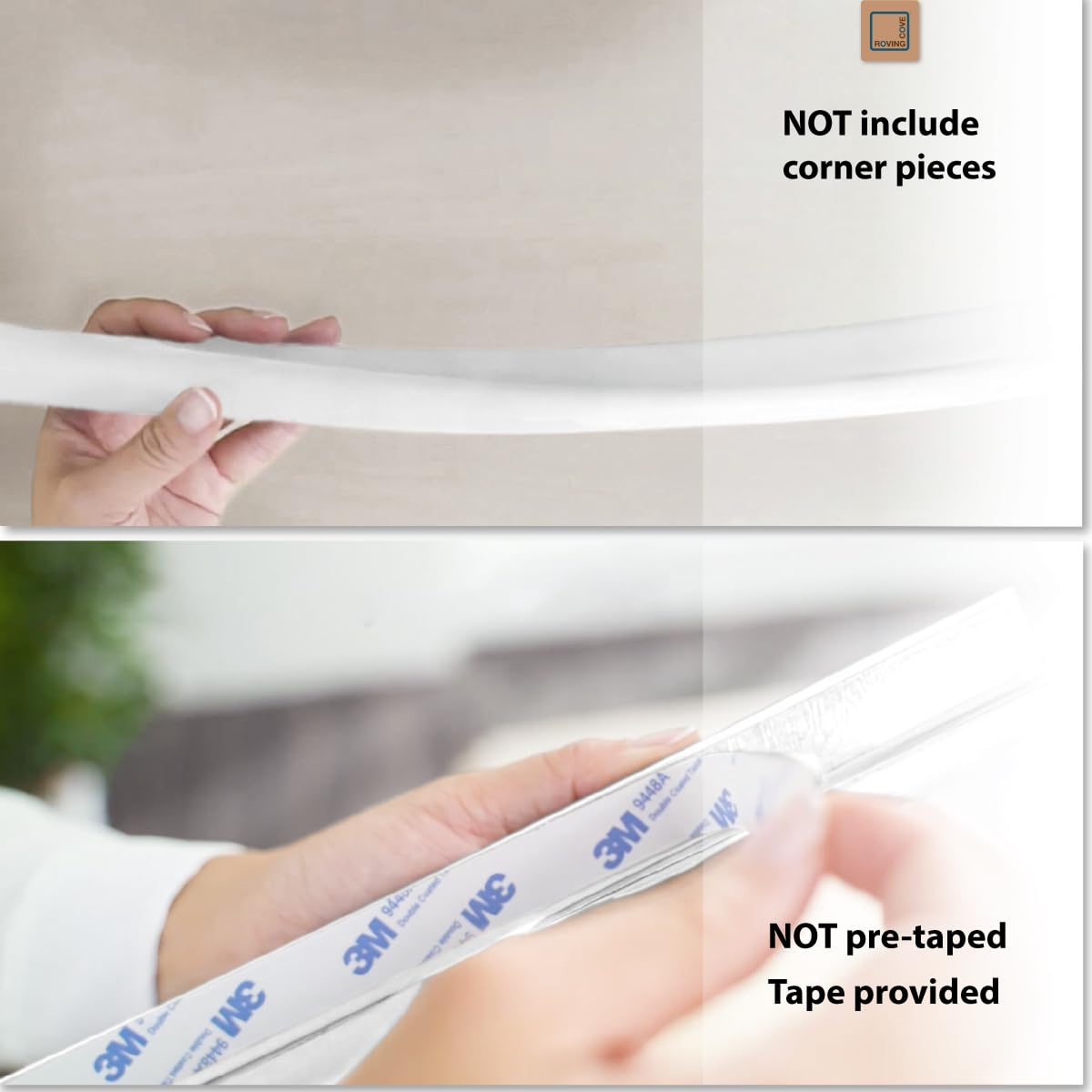 Roving Cove HeftyFit Edge Protector for Baby Proofing (9ft Large Edge Only), Heavy-Duty Soft Furniture Edge Bumper Guards, Desk Edge Cushion, Wall Corner Covers, 3M Adhesive, Oyster White (Off White)