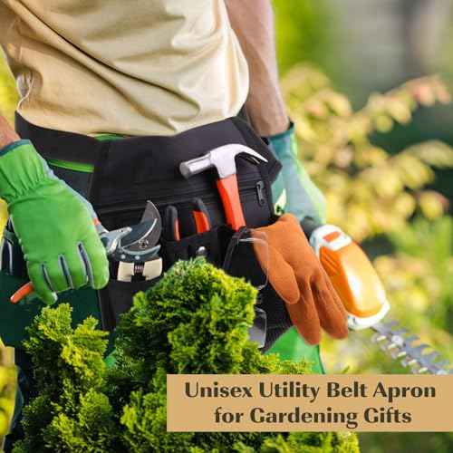 2 Pack Handy Organizer Garden Tool Pouch, Garden Tool Belt, Utility Tool Pouch Unisex with Multiple Pockets and Zipper, Unisex Belt with Adjustable Waist Belt for Gardening Gifts, Florists