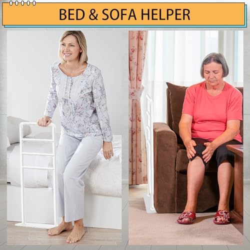yeezoo Chair & Couch Stand Assist bar, Stand Assist Rail with Non-Slip Covers, Four Heights Heavy Duty Assist bar for Seniors Elderly, Adults and Others who Need Extra Help(Polished White)