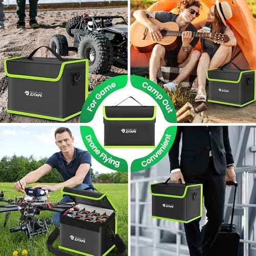 Lipo Safe Bag, Fireproof, Explosion-Proof Battery Bag, Large Storage Space, Lipo Storage Box, Fireproof Safe, Protective, Adjustable Battery (Black, Green)