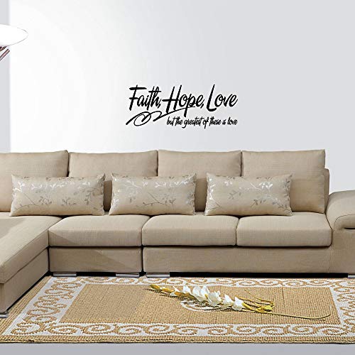Faith Hope Love but The Greatest of These is Love - 1 Corinthians 13:13 Christian Quotes Religious D?cor Inspiring Home Decoration Sticker Pure Black Vinyl Wall Decal