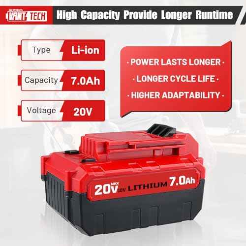 VANTTECH 2Pack 7.0Ah PCC685L Replacement for Porter Cable 20V Lithium Battery PCC680L PCC685LP PCC682L PCC681L PCC680LP PCC640 PCC600 PCCK602L2 Compatible with Porter Cable 20V Cordless Tools