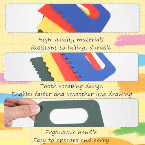 8 Pack Texture Tools for Plaster Plastic Paint Scraper Tool Art Paint Scrapers Kit Textured Art Putty Scraper DIY Graffiti Oil Painting and Drawing Plaster Texture Tools for Texture Art on Canvas