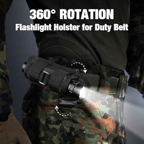 ULTRAFIRE Tactical Flashlight with Holster for Duty Belt, 1000 High Lumen Police Flashlight with Belt Holster, Rechargeable Law Enforcement Flashlight, 3 Modes Security Flashlights WF-501BX