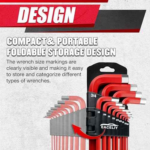 13PCS Jumbo Allen Wrench Set, SAE 5/64¡°-3/4¡±, Precision Hex Key Set, S2, RED, Jumbo Hex Key Allen Wrench Set for Professional Use
