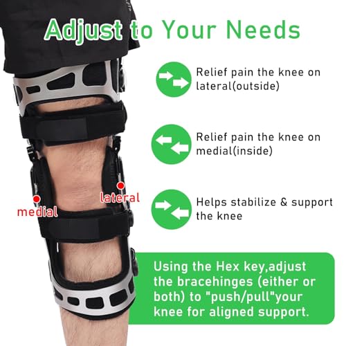Orthomen OA Unloader Knee Brace, for Mild to Severe Osteoarthritis, Bone-on-Bone Pain Relief with Dual Unloading, Fit Medial & Lateral Stability Ideal for Men and Women (M-Right)