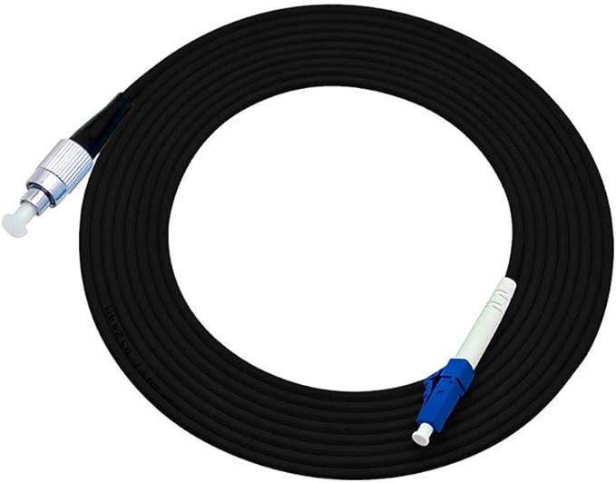 Jeirdus 5M LC to FC Outdoor Armored Simplex 9/125 SM Fiber Optic Cable Jumper Optical Patch Cord Singlemode 5Meters 16ft LC-FC