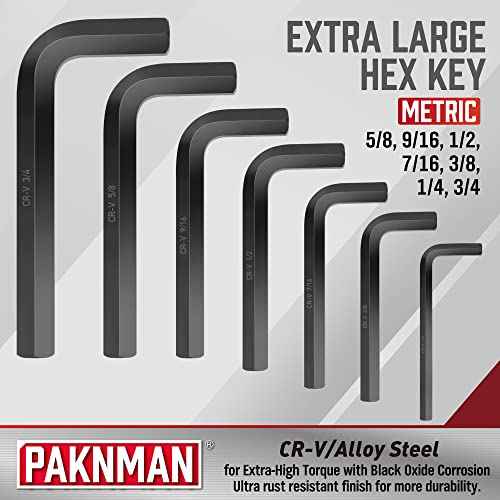 14-Piece Jumbo Allen Wrench Set, Extra Large Hex Key Set, SAE & Metric, MM (8mm-19mm), SAE (1/4"-3/4)