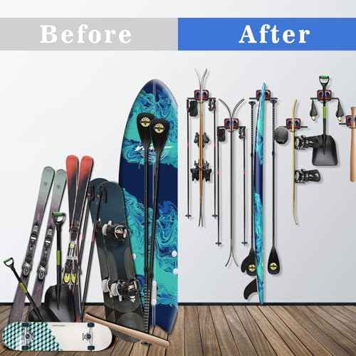 Skateboard Wall Rack for Garage Fits Any Ski/Board Storage Rack Skid-Resistant Skateboard Holder Space-Saving Winter Gear Organizer 2Pack