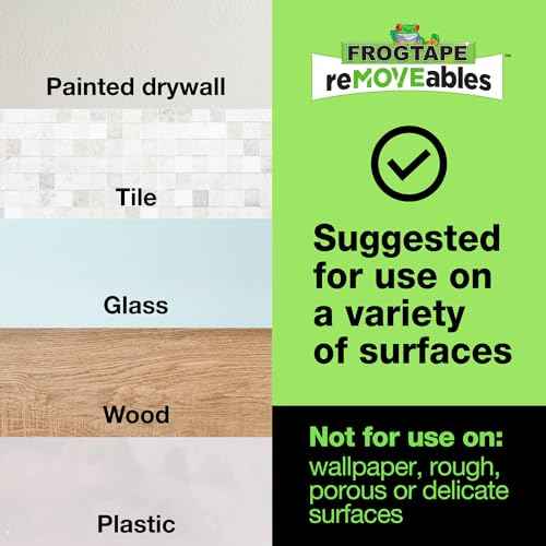 FrogTape reMOVEables Medium Picture Hanging Strips, Damage-Free Removable Adhesive Wall Strips, Picture Hangers, Stick On Wall Mounting for Frames, Canvas, Home D?cor, White, 72 Pairs (144 Strips)