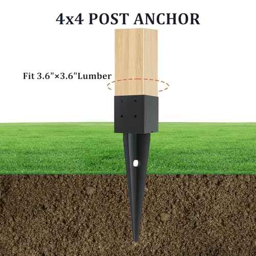 4 Pcs 4x4 Fence Post Anchor Ground Spike16(Inner Size 3.6"x3.6") Black Powder Coated?Mailbox Post Anchors, for Deck,Fence,Railing,Mailbox..