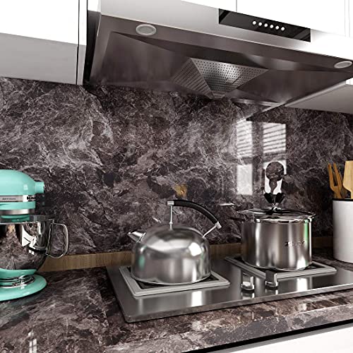 LACHEERY Black Sandstone Marble Contact Paper for Countertops Waterproof Countertop Contact Paper Peel and Stick Marble Wallpaper Removable Wall Paper Roll for Kitchen Cabinets Counter Top 15.8"x80"