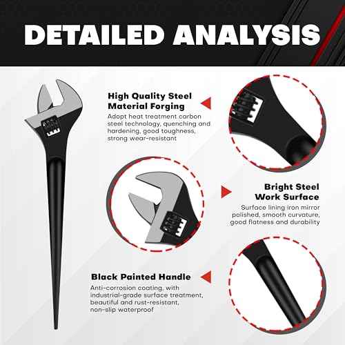 C&T 3-Piece Adjustable Spud Wrench and Pry Bar Set, Spud Wrench, Nail Puller, Claw Bar, Cats Paw Nail Puller, Universal Wrenches, 8In, 10In, 12In, CR-V, Suitable for Home Renovation and Woodworking
