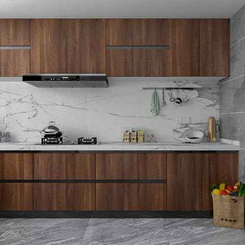 Large Walnut Wood Contact Paper 48x118 inch Peel and Stick Wood Grain Wallpaper Self-Adhesive Wooden Look Decorative Wallpaper Removable Countertop Vinyl Wrap for Drawer Liner Cabinets Walls
