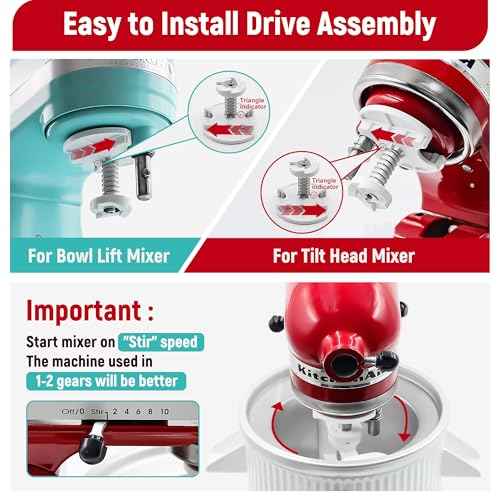 Ice-Cream-Maker-Attachment for Kitchen Aid, 2Qt IceCream Bowl Compatible with 4.5/5Qt and 6Qt KitchenAid Stand Mixers, Frozen Yogurt Ice Cream & Sorbet Gelato Maker, Not Fit Artisan Mini 3.5Qt Mixer