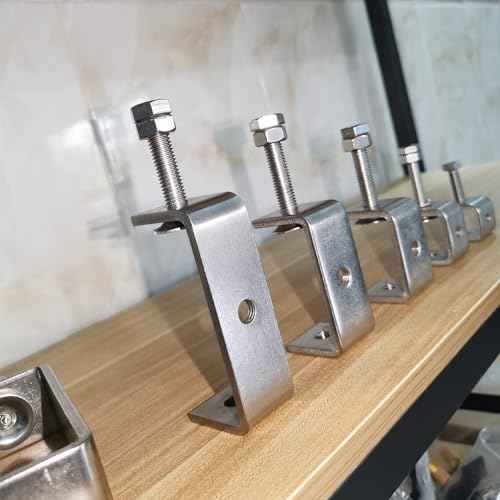 Stainless Steel C Clamps Small 5 Inch for Mounting, Heavy Duty U Clamps for Metal Working, Desk Clamp with Stable Wide Jaw Opening & Protective Pads/I-Beam Design (2pcs)