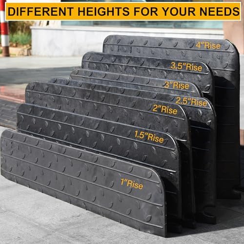 OrangeStar Rubber Threshold Ramp for Doorways, 3" Rise Non-Slip Wheelchair Ramp, 33000lbs Load Capacity, Rubber Curb Ramp for Wheelchair, Scooter