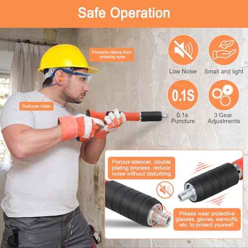 Concrete Nail Gun Kit with 220 pcs Nails, 3 Speed Adjustable Manual Steel Nails Gun Tool, Mini Portable Nail Wall Shooting Machine Fastening Tool for Wall Anchor, Concrete Walls, Fenc, Woodworking