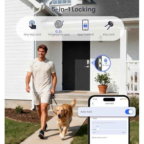 Veise VE017 Fingerprint Smart Door Lock, App Control, 7-in-1 Keyless Entry, Auto Lock, Emergency Power Port, Electronic Touchscreen Keypad, Biometric Smart Locks for Front Door, Satin Nickel