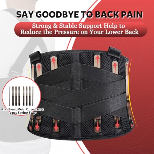 Work Back Support Belt with 2 Removable Suspender Straps, Back Posture Protector for Heavy Lifting Safety Protector, Lumbar Brace for Men Women in Moving, Construction, and Warehouse Jobs Small