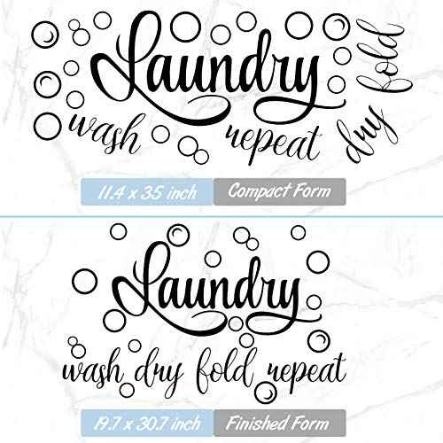 Zonon Laundry Room Sign Decals Decor Bubble Quote Stickers Wash Dry Fold Repeat Wall Signs Arts Funny Laundry Room Signs for Bathroom Home Decorations Supplies(19.7 x 30.7 Inch,Black)