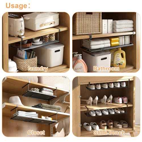 YOLOPARK Under Shelf Organizer, Extendable Under Shelf Storage for Pantry Cabinet, Laundry Room, Shoe Bench, Closet